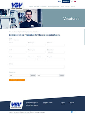 Voorbeeld van Boxtel Volkel sollicitatie formulier